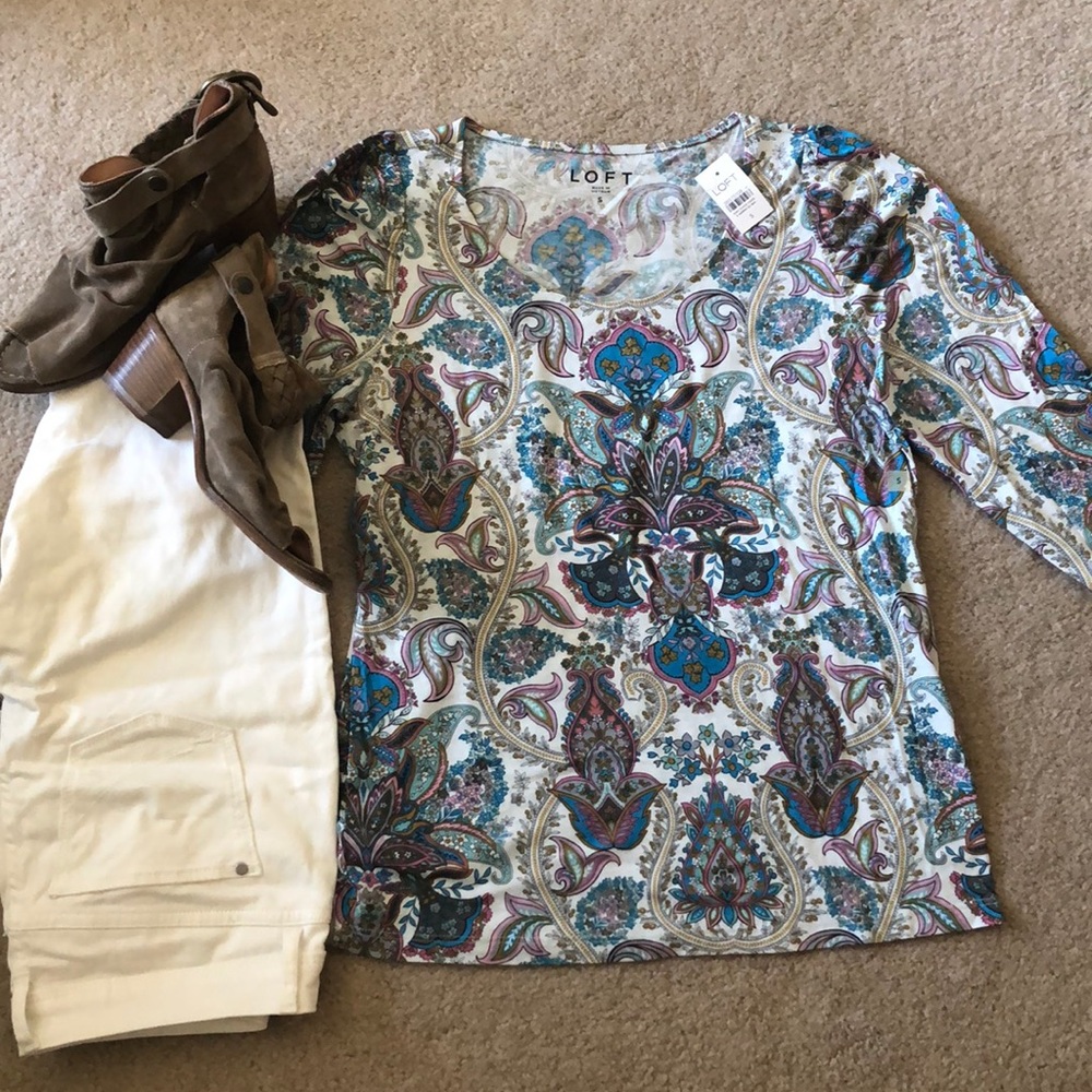 3/4 sleeve paisley top from Loft